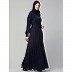 Pleated abaya with fashionable buttons - Navy blue